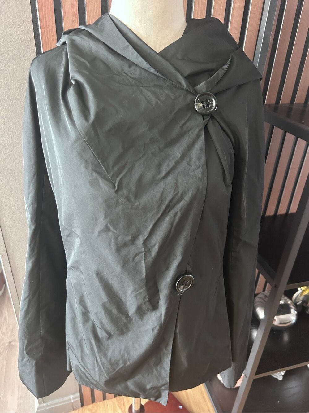 BCBG BLACK (TFN80225) small SLEEVE HOODED TAFFETA JACKET TOP no belt